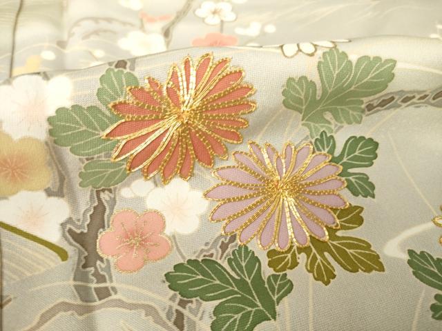 平和屋着物●訪問着　駒刺繍　風景文　暈し染め　金彩　正絹　逸品　AABK3072ck