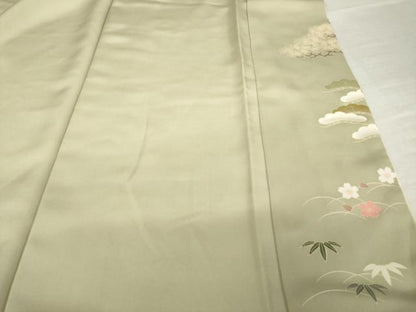平和屋着物●訪問着　駒刺繍　風景文　暈し染め　金彩　正絹　逸品　AABK3072ck