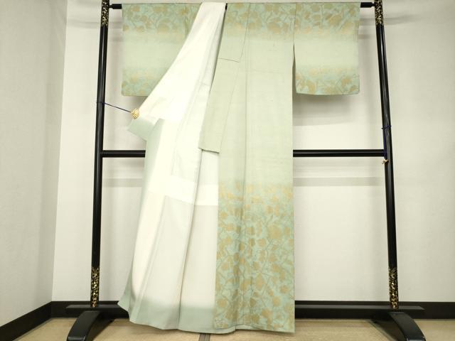 平和屋着物●訪問着　葡萄蔦草文　暈し染め　金彩　正絹　逸品　AABK3074ck