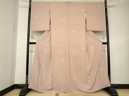 平和屋着物●上質な小紋　友禅　枝花文　正絹　逸品　AABK3079ck