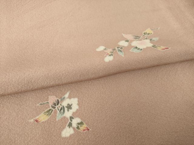 平和屋着物●上質な小紋　友禅　枝花文　正絹　逸品　AABK3079ck