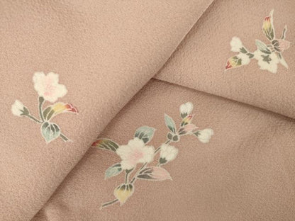 平和屋着物●上質な小紋　友禅　枝花文　正絹　逸品　AABK3079ck