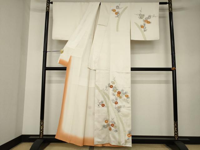 平和屋着物●訪問着　駒刺繍　花唐草文　金彩　正絹　逸品　AABK3090ck
