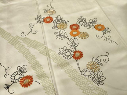 平和屋着物●訪問着　駒刺繍　花唐草文　金彩　正絹　逸品　AABK3090ck