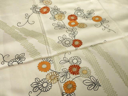 平和屋着物●訪問着　駒刺繍　花唐草文　金彩　正絹　逸品　AABK3090ck