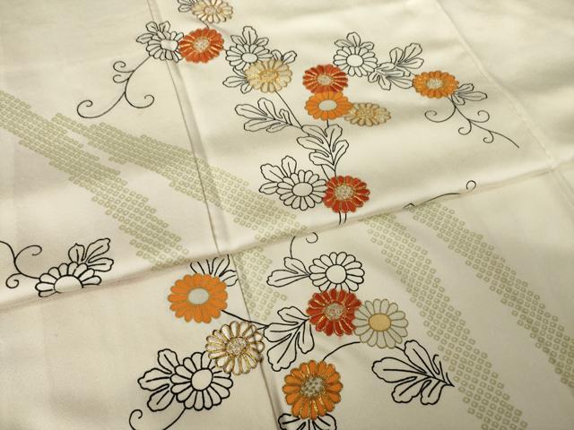 平和屋着物●訪問着　駒刺繍　花唐草文　金彩　正絹　逸品　AABK3090ck