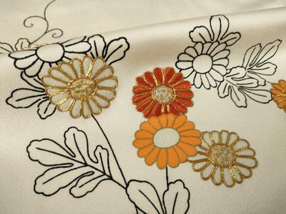 平和屋着物●訪問着　駒刺繍　花唐草文　金彩　正絹　逸品　AABK3090ck