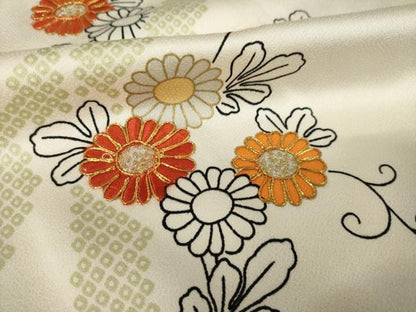平和屋着物●訪問着　駒刺繍　花唐草文　金彩　正絹　逸品　AABK3090ck