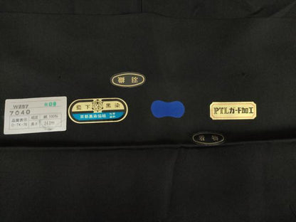 平和屋着物●男性　黒紋付　反端付き　正絹　逸品　AABK3091ck