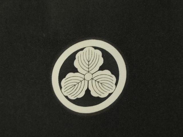 平和屋着物●男性　黒紋付　反端付き　正絹　逸品　AABK3091ck