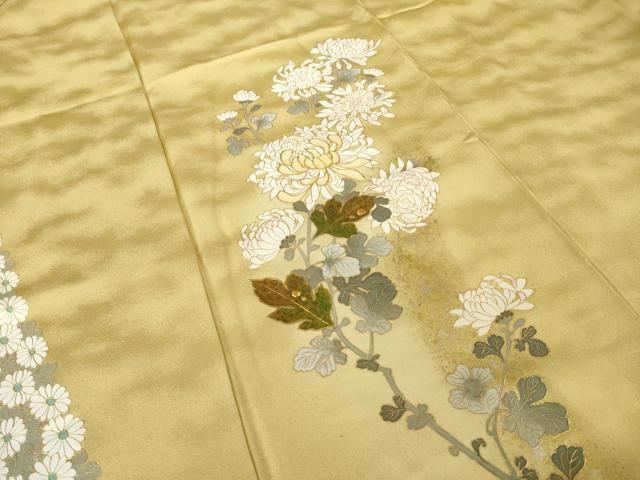 平和屋着物●螺鈿作家　甲斐泰造　訪問着　螺鈿　菊　金彩　正絹　逸品　AABK3095ck
