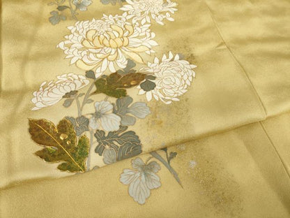 平和屋着物●螺鈿作家　甲斐泰造　訪問着　螺鈿　菊　金彩　正絹　逸品　AABK3095ck