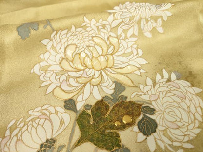 平和屋着物●螺鈿作家　甲斐泰造　訪問着　螺鈿　菊　金彩　正絹　逸品　AABK3095ck