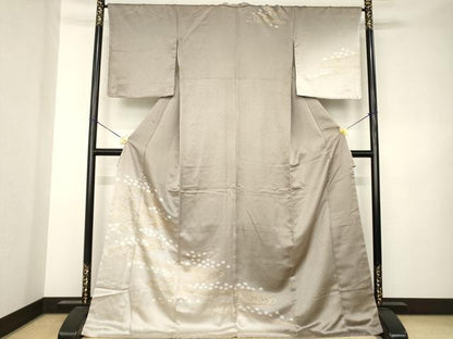 平和屋着物●訪問着　駒刺繍　流水文　暈し染め　金彩　ロング丈　正絹　逸品　AABK3096ck