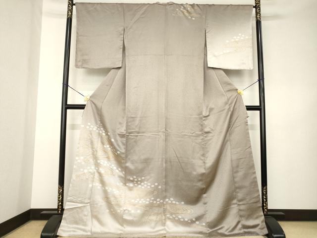 平和屋着物●訪問着　駒刺繍　流水文　暈し染め　金彩　ロング丈　正絹　逸品　AABK3096ck