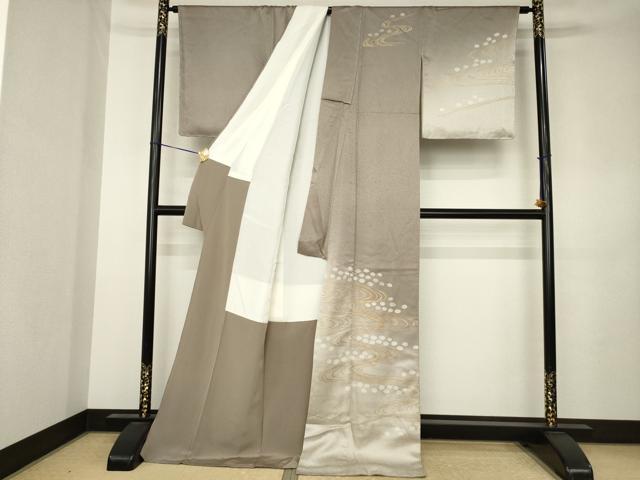 平和屋着物●訪問着　駒刺繍　流水文　暈し染め　金彩　ロング丈　正絹　逸品　AABK3096ck