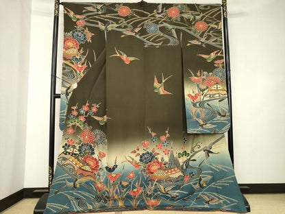 平和屋着物●豪華振袖　紅型　風景文　暈し染め　ロング丈　正絹　逸品　AABK3097ck