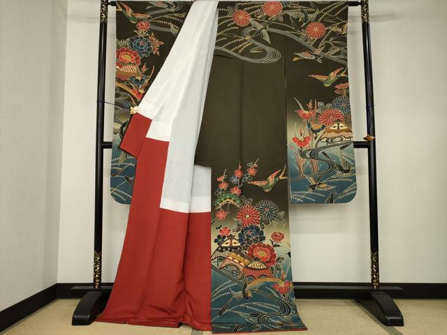 平和屋着物●豪華振袖　紅型　風景文　暈し染め　ロング丈　正絹　逸品　AABK3097ck