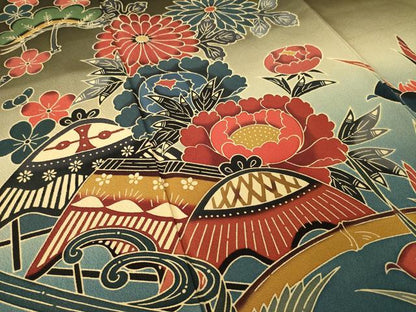平和屋着物●豪華振袖　紅型　風景文　暈し染め　ロング丈　正絹　逸品　AABK3097ck