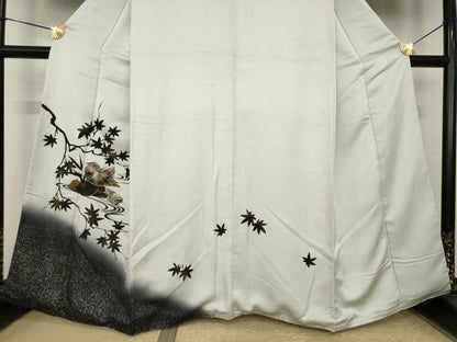 平和屋着物●訪問着　鴛鴦楓文　暈し染め　金彩　正絹　逸品　AABK3099ck