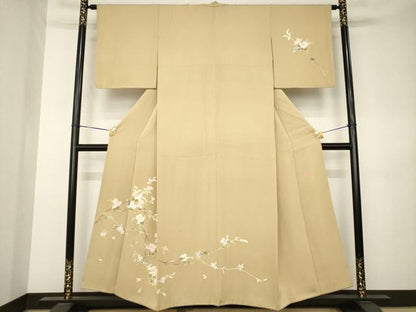 平和屋着物●本加賀友禅作家　南克治　訪問着　枝花文　正絹　逸品　AABK3100ck