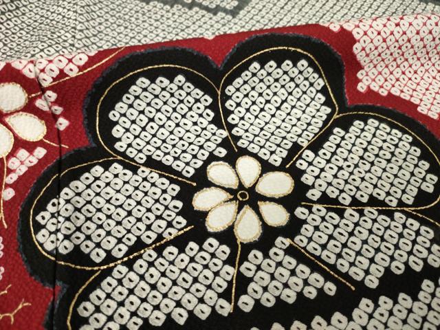 平和屋着物●豪華振袖　駒刺繍　御所車花文　正絹　逸品　AABK3102ck