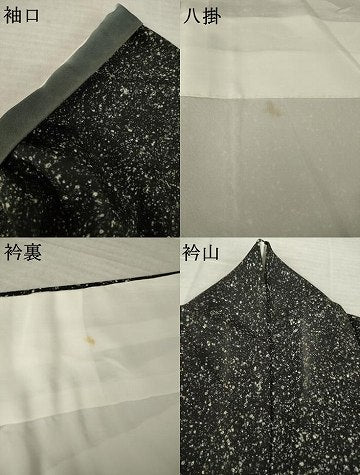 平和屋着物●上質な小紋　作家物　霞文　黒地　正絹　逸品　AABK3103ck