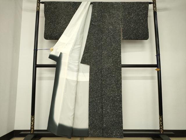 平和屋着物●上質な小紋　作家物　霞文　黒地　正絹　逸品　AABK3103ck