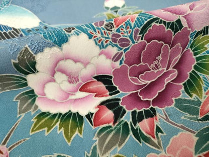 平和屋着物●訪問着　友禅　孔雀花文　暈し染め　正絹　逸品　AABK3108ck