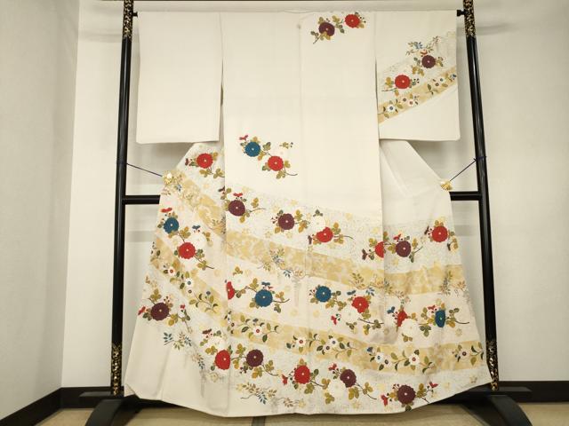 平和屋着物●訪問着　枝花文　金彩　正絹　逸品　AABK3109ck