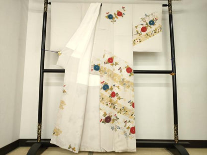 平和屋着物●訪問着　枝花文　金彩　正絹　逸品　AABK3109ck