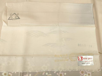 平和屋着物●訪問着　刺繍　花筏文　暈し染め　丹後ちりめん　金糸　金彩　反端付き　正絹　逸品　AABK3110ck