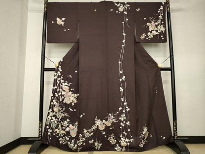 平和屋着物●西陣　京の名門　じゅらく謹製　帝王紫(古代帝王紫)　訪問着　刺繍　花篭文　正絹　逸品　AABK3113ck