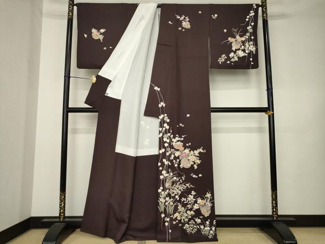 平和屋着物●西陣　京の名門　じゅらく謹製　帝王紫(古代帝王紫)　訪問着　刺繍　花篭文　正絹　逸品　AABK3113ck