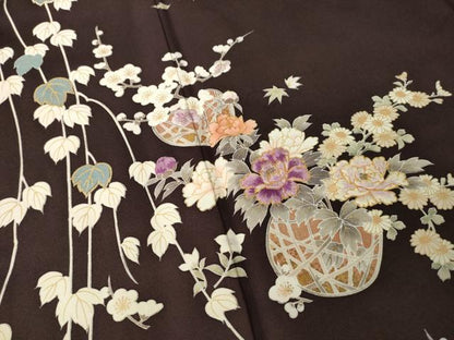 平和屋着物●西陣　京の名門　じゅらく謹製　帝王紫(古代帝王紫)　訪問着　刺繍　花篭文　正絹　逸品　AABK3113ck