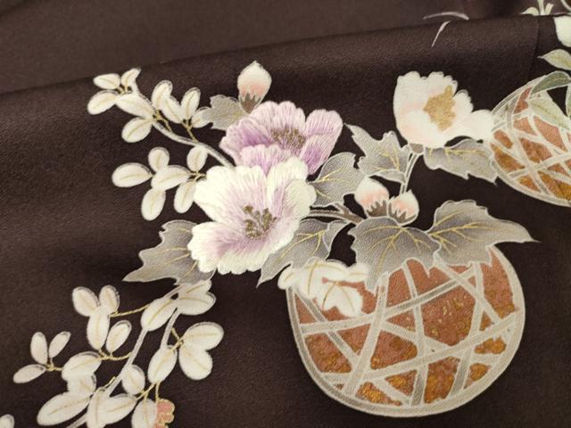 平和屋着物●西陣　京の名門　じゅらく謹製　帝王紫(古代帝王紫)　訪問着　刺繍　花篭文　正絹　逸品　AABK3113ck