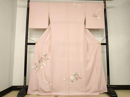 平和屋着物●訪問着　友禅　作家物　枝花文　正絹　逸品　AABK3116ck