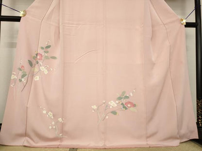 平和屋着物●訪問着　友禅　作家物　枝花文　正絹　逸品　AABK3116ck