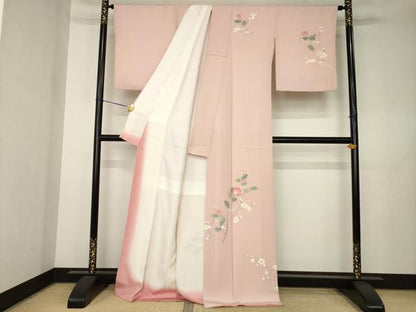平和屋着物●訪問着　友禅　作家物　枝花文　正絹　逸品　AABK3116ck