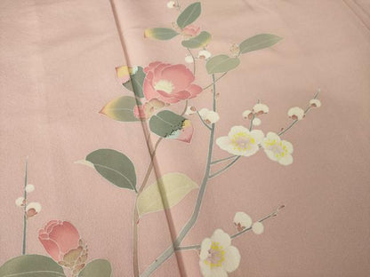 平和屋着物●訪問着　友禅　作家物　枝花文　正絹　逸品　AABK3116ck