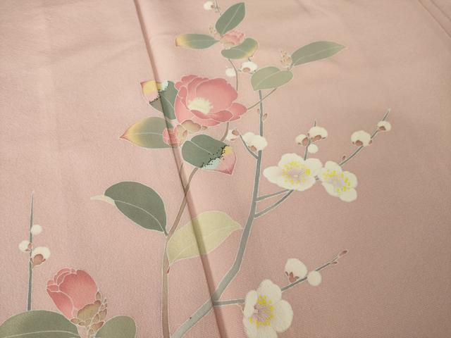平和屋着物●訪問着　友禅　作家物　枝花文　正絹　逸品　AABK3116ck
