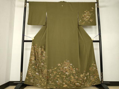 平和屋着物●訪問着　総刺繍　中国三大刺繍　汕頭刺繍　スワトウ刺繍　几帳吉祥文　金糸　正絹　逸品　AABK3118ck