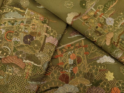 平和屋着物●訪問着　総刺繍　中国三大刺繍　汕頭刺繍　スワトウ刺繍　几帳吉祥文　金糸　正絹　逸品　AABK3118ck