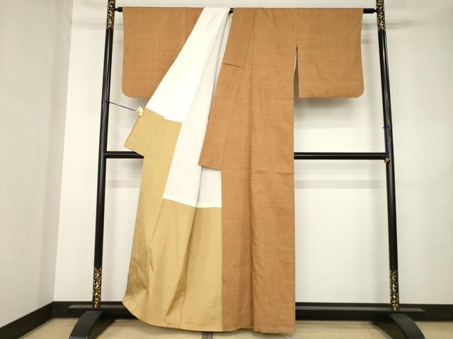平和屋着物●上質な紬　霞文　正絹　逸品　AABK3119ck