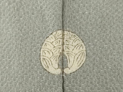 平和屋着物●上質な色無地　鼠色　鬼しぼ縮緬　正絹　逸品　AABK3120ck