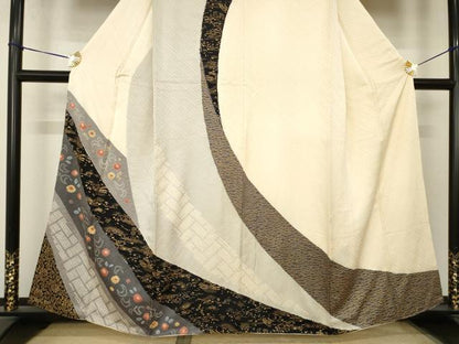 平和屋着物●訪問着　絞り　草花文　金彩　正絹　逸品　AABK3124ck