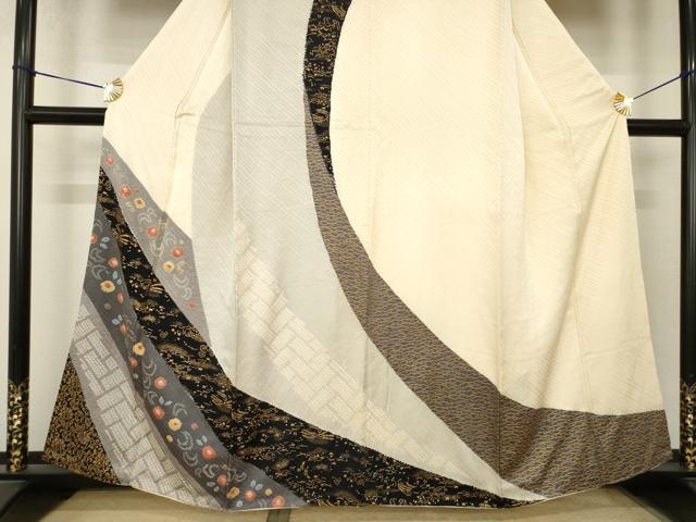 平和屋着物●訪問着　絞り　草花文　金彩　正絹　逸品　AABK3124ck