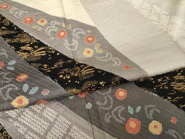 平和屋着物●訪問着　絞り　草花文　金彩　正絹　逸品　AABK3124ck