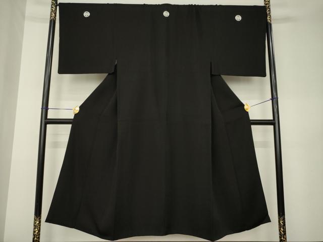平和屋着物●男性　黒紋付　正絹　逸品　AABK3125ck
