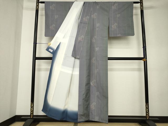平和屋着物●本場大島紬　色紙重ね花文　やまと誂製　正絹　逸品　AABK3127ck